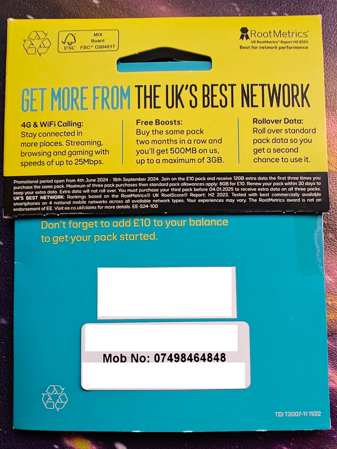 07498 464848 - UK BRONZE BUSINESS EASY MEMORABLE MOBILE PHONE NUMBER