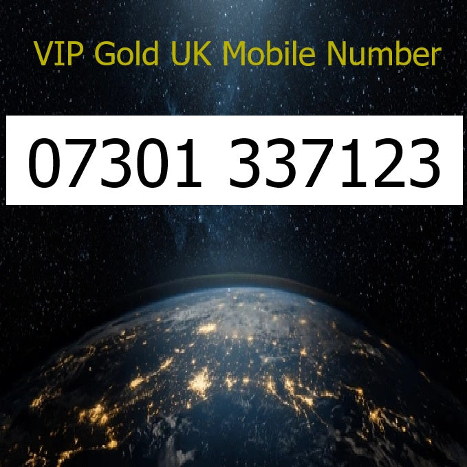 07301 337123 - VIP Gold UK Mobile Number – Easy to Remember SIM Card – Business or Personal Use – Triple Cut, PAYG, Physical SIM kit
