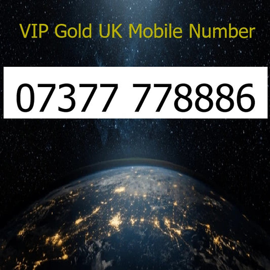07377 778886 - VIP Gold UK Mobile Number – Easy to Remember SIM Card – Business or Personal Use – Triple Cut, PAYG, Physical SIM kit