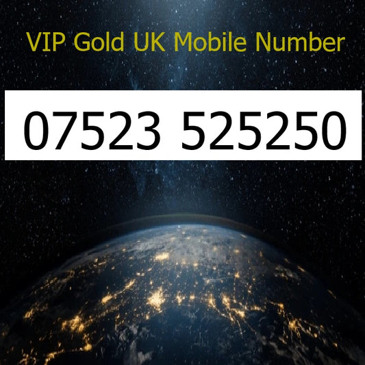 07523 525250 - VIP Gold UK Mobile Number – Easy to Remember SIM Card – Business or Personal Use – Triple Cut, PAYG, Physical SIM kit