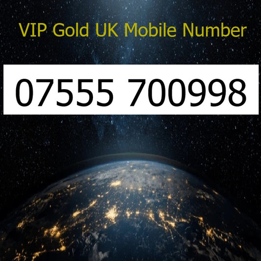 07555 700998 - VIP Gold UK Mobile Number – Easy to Remember SIM Card – Business or Personal Use – Triple Cut, PAYG, Physical SIM kit