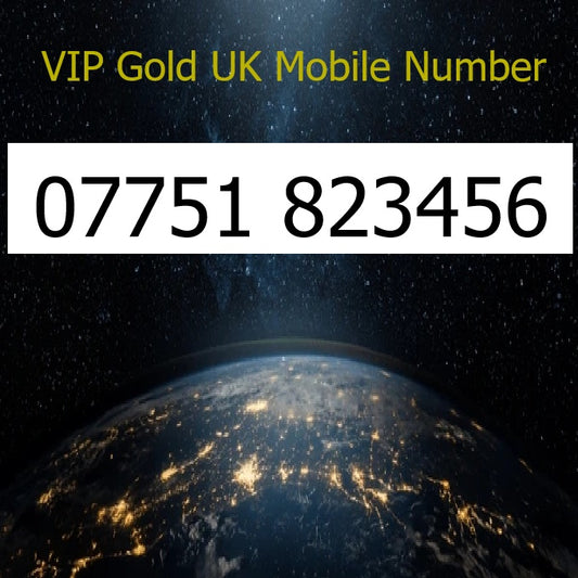 07751 823456 - VIP Gold UK Mobile Number – Easy to Remember SIM Card – Business or Personal Use – Triple Cut, PAYG, Physical SIM kit