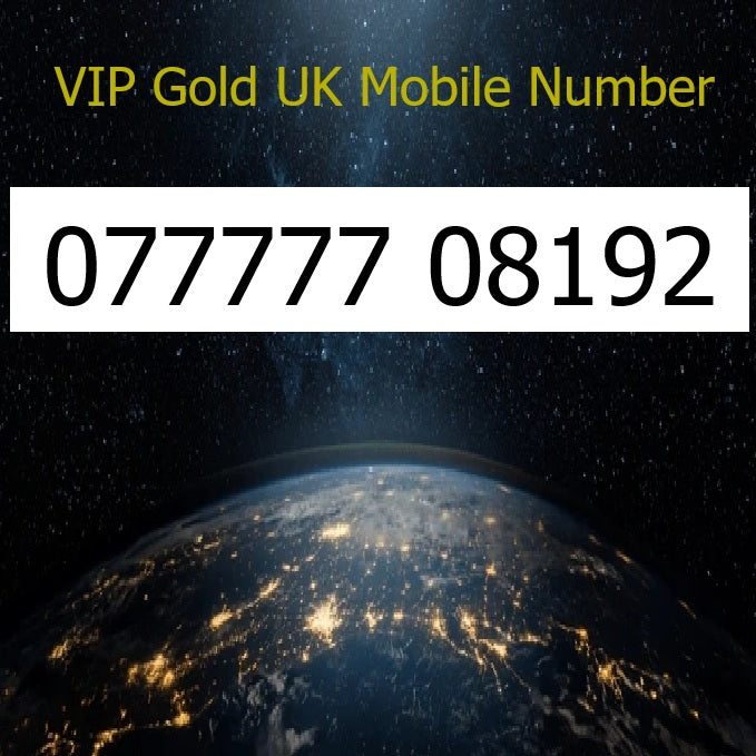 077777 08192 - VIP Gold UK Mobile Number – Easy to Remember SIM Card – Business or Personal Use – Triple Cut, PAYG, Physical SIM kit