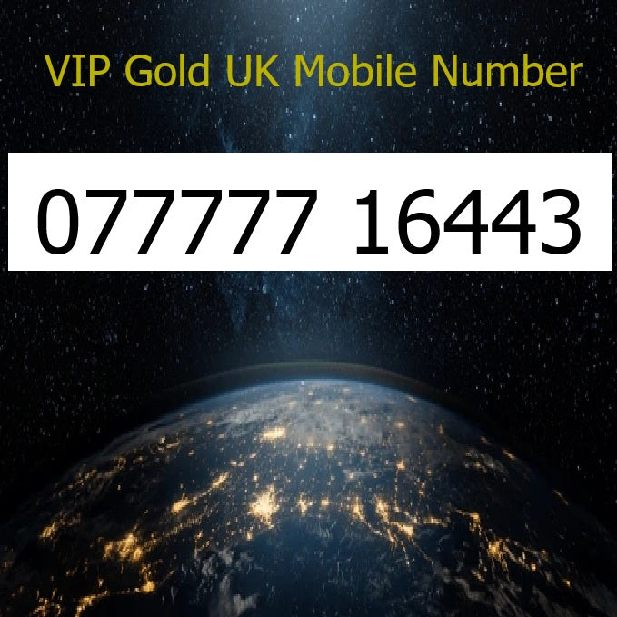 077777 16443 - VIP Gold UK Mobile Number – Easy to Remember SIM Card – Business or Personal Use – Triple Cut, PAYG, Physical SIM kit
