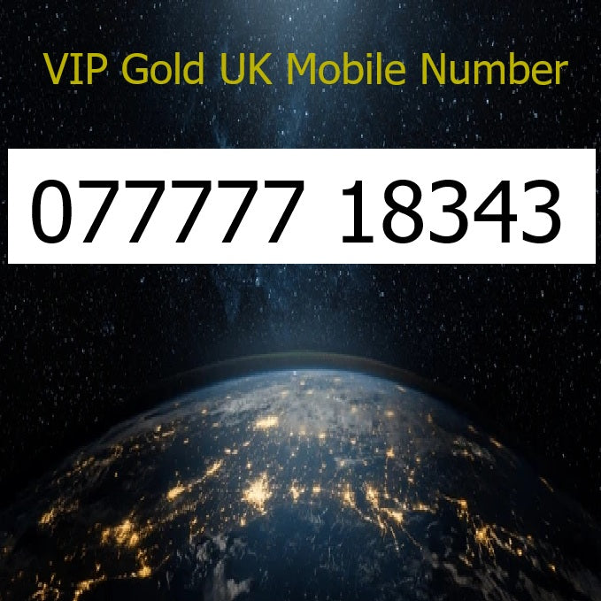 077777 18343 - VIP Gold UK Mobile Number – Easy to Remember SIM Card – Business or Personal Use – Triple Cut, PAYG, Physical SIM kit