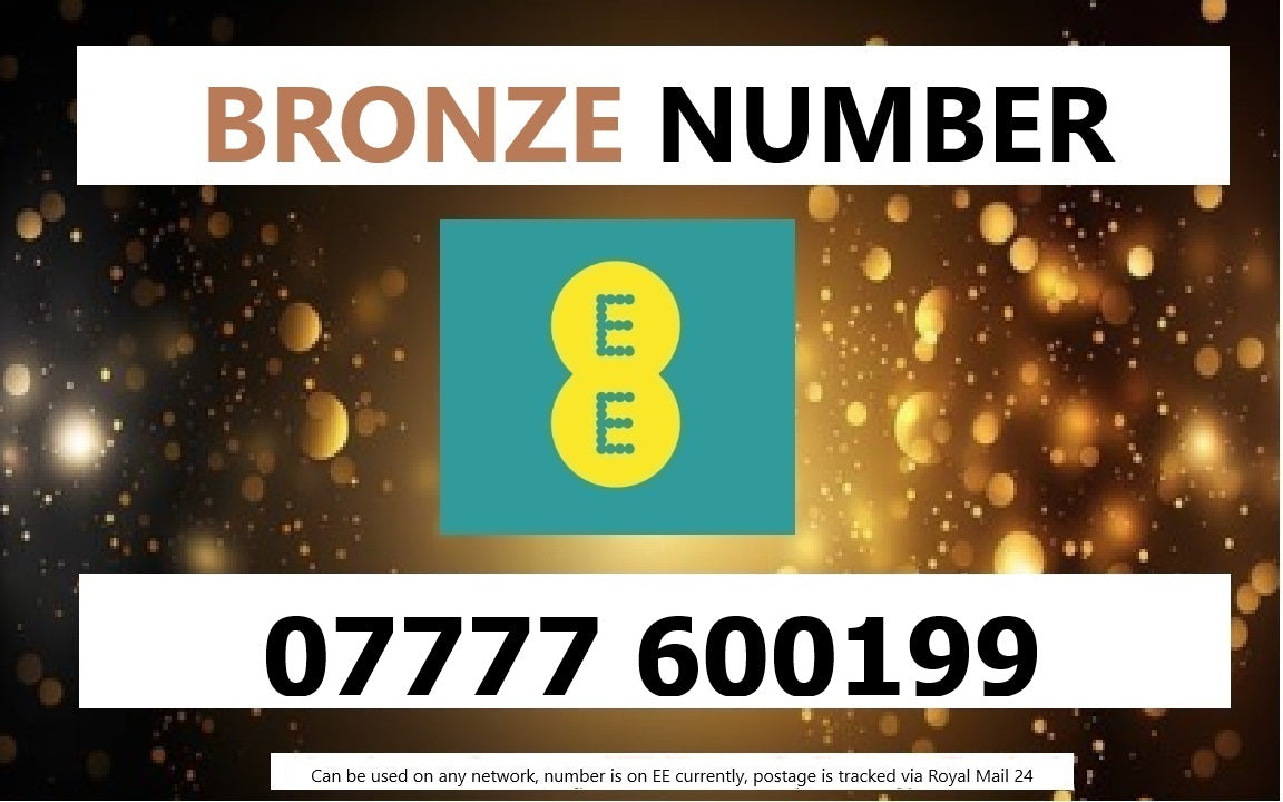 07777 600199 - UK BRONZE BUSINESS EASY MEMORABLE MOBILE PHONE NUMBER