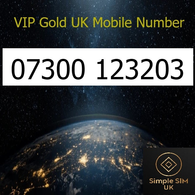 07300 123203 - VIP Gold UK Mobile Number – Easy to Remember SIM Card – Business or Personal Use – Triple Cut, PAYG, Physical SIM kit