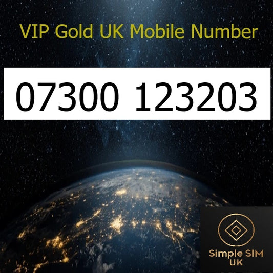 07300 123203 - VIP Gold UK Mobile Number – Easy to Remember SIM Card – Business or Personal Use – Triple Cut, PAYG, Physical SIM kit