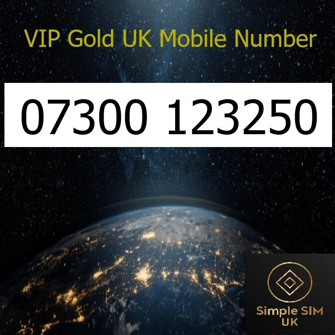 07300 123250 - VIP Gold UK Mobile Number – Easy to Remember SIM Card – Business or Personal Use – Triple Cut, PAYG, Physical SIM kit
