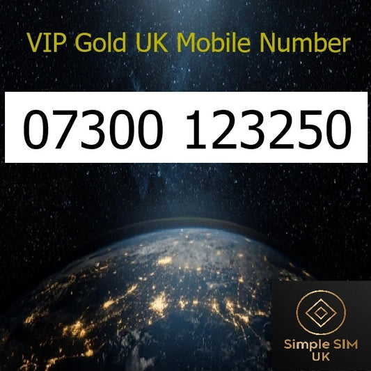 07300 123250 - VIP Gold UK Mobile Number – Easy to Remember SIM Card – Business or Personal Use – Triple Cut, PAYG, Physical SIM kit