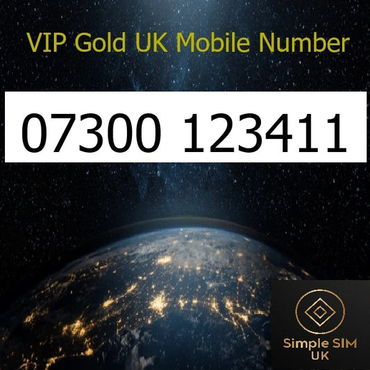 07300 123411 - VIP Gold UK Mobile Number – Easy to Remember SIM Card – Business or Personal Use – Triple Cut, PAYG, Physical SIM kit