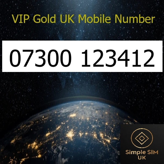 07300 123412 - VIP Gold UK Mobile Number – Easy to Remember SIM Card – Business or Personal Use – Triple Cut, PAYG, Physical SIM kit