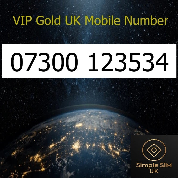 07300 123534 - VIP Gold UK Mobile Number – Easy to Remember SIM Card – Business or Personal Use – Triple Cut, PAYG, Physical SIM kit