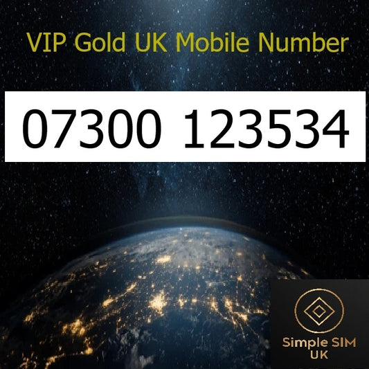 07300 123534 - VIP Gold UK Mobile Number – Easy to Remember SIM Card – Business or Personal Use – Triple Cut, PAYG, Physical SIM kit