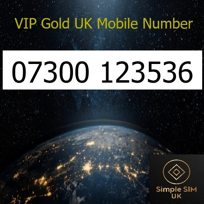 07300 123536 - VIP Gold UK Mobile Number – Easy to Remember SIM Card – Business or Personal Use – Triple Cut, PAYG, Physical SIM kit