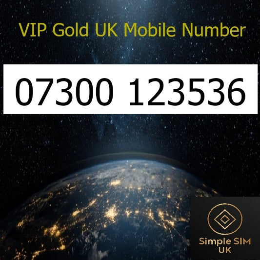 07300 123536 - VIP Gold UK Mobile Number – Easy to Remember SIM Card – Business or Personal Use – Triple Cut, PAYG, Physical SIM kit
