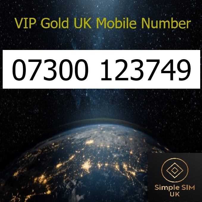 07300 123749 - VIP Gold UK Mobile Number – Easy to Remember SIM Card – Business or Personal Use – Triple Cut, PAYG, Physical SIM kit