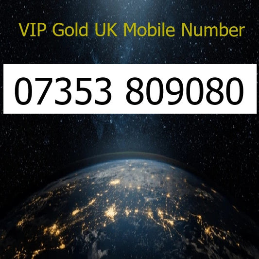 07353 809080 - VIP Gold UK Mobile Number – Easy to Remember SIM Card – Business or Personal Use – Triple Cut, PAYG, Physical SIM kit