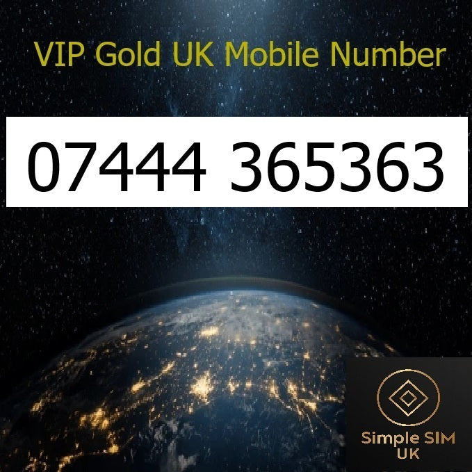 07444 365363 - VIP Gold UK Mobile Number – Easy to Remember SIM Card – Triple Cut, PAYG, Physical SIM kit