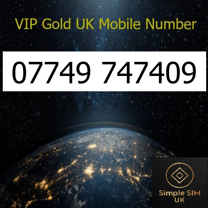 07749 747409 - VIP Gold UK Mobile Number – Easy to Remember SIM Card – Business or Personal Use – Triple Cut, PAYG, Physical SIM kit