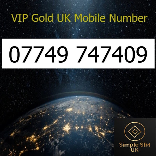 07749 747409 - VIP Gold UK Mobile Number – Easy to Remember SIM Card – Business or Personal Use – Triple Cut, PAYG, Physical SIM kit