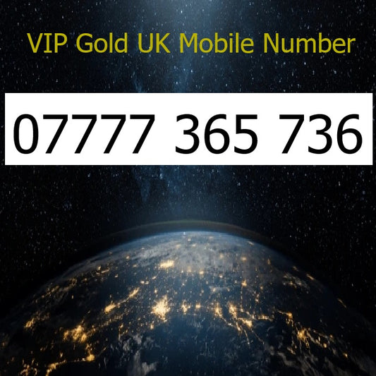 07777 365 736 - VIP Gold UK Mobile Number – Easy to Remember SIM Card – Business or Personal Use – Triple Cut, PAYG, Physical SIM kit