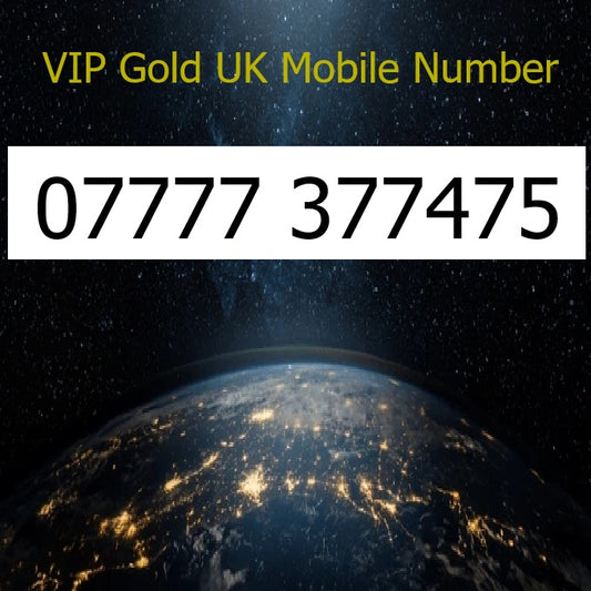 07777 377475 - VIP Gold UK Mobile Number – Easy to Remember SIM Card – Business or Personal Use – Triple Cut, PAYG, Physical SIM kit