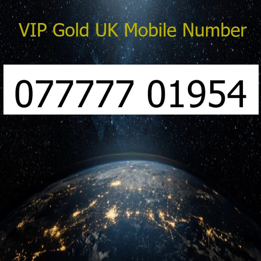 077777 01954 - VIP Gold UK Mobile Number – Easy to Remember SIM Card – Business or Personal Use – Triple Cut, PAYG, Physical SIM kit