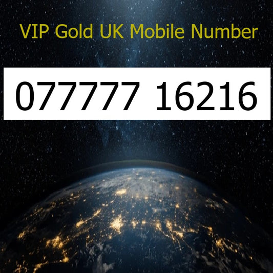 077777 16216 - VIP Gold UK Mobile Number – Easy to Remember SIM Card – Business or Personal Use – Triple Cut, PAYG, Physical SIM kit