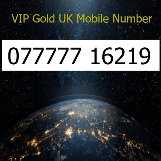 077777 16219 - VIP Gold UK Mobile Number – Easy to Remember SIM Card – Business or Personal Use – Triple Cut, PAYG, Physical SIM kit