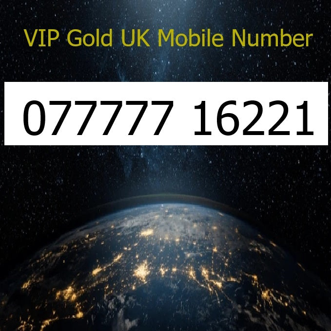 077777 16221 - VIP Gold UK Mobile Number – Easy to Remember SIM Card – Business or Personal Use – Triple Cut, PAYG, Physical SIM kit