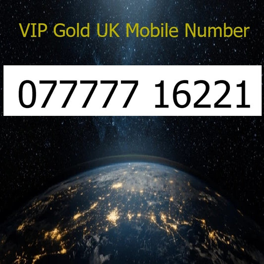 077777 16221 - VIP Gold UK Mobile Number – Easy to Remember SIM Card – Business or Personal Use – Triple Cut, PAYG, Physical SIM kit