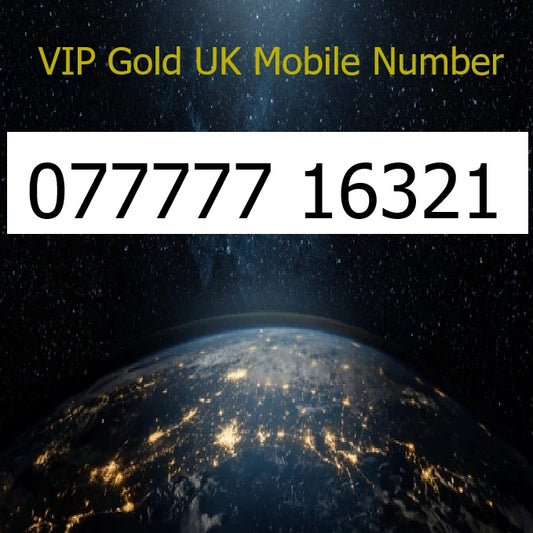 077777 16321 - VIP Gold UK Mobile Number – Easy to Remember SIM Card – Business or Personal Use – Triple Cut, PAYG, Physical SIM kit