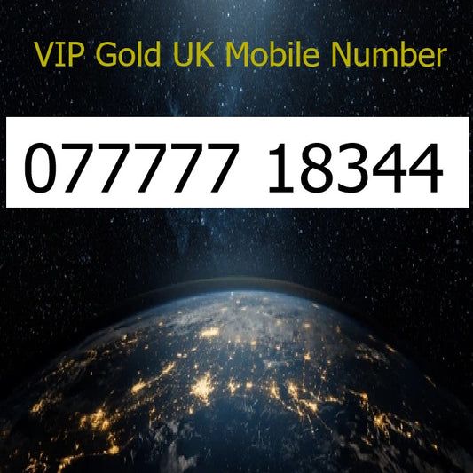 077777 18344 - VIP Gold UK Mobile Number – Easy to Remember SIM Card – Business or Personal Use – Triple Cut, PAYG, Physical SIM kit