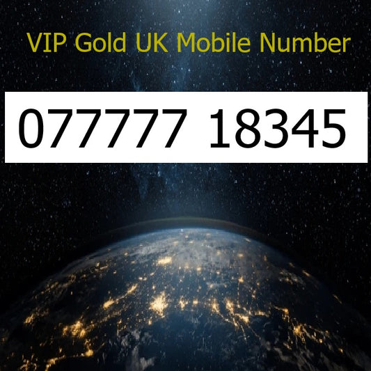 077777 18345 - VIP Gold UK Mobile Number – Easy to Remember SIM Card – Business or Personal Use – Triple Cut, PAYG, Physical SIM kit