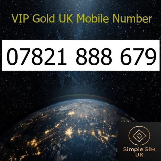07821 888 679 - VIP Gold UK Mobile Number – Easy to Remember SIM Card – Business or Personal Use – Triple Cut, PAYG, Physical SIM kit