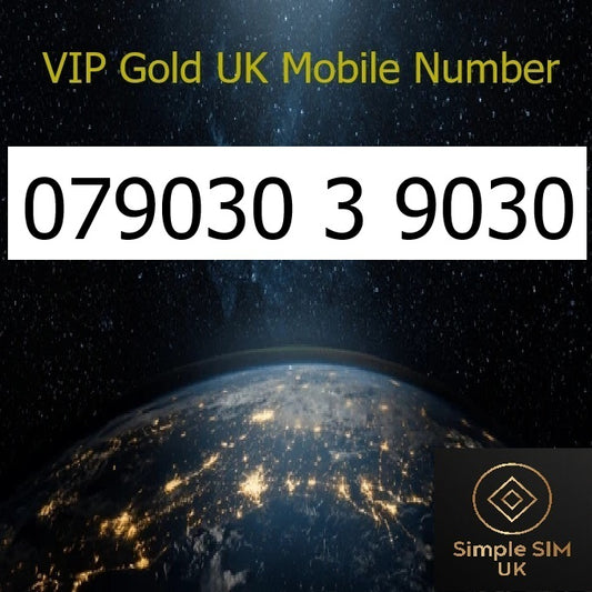 07 9030 3 9030 - VIP Gold UK Mobile Number – Easy to Remember SIM Card – Triple Cut, PAYG, Physical SIM kit