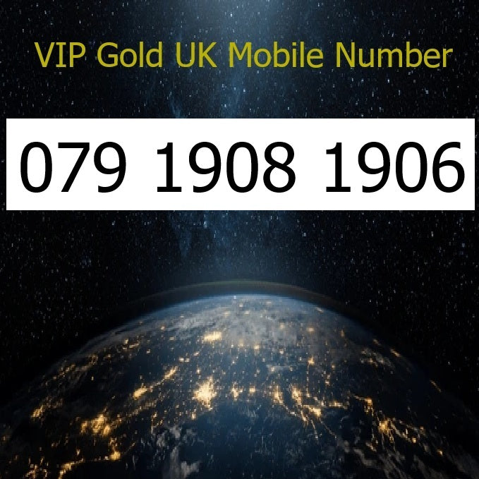 079 1908 1906 - VIP Gold UK Mobile Number – Easy to Remember SIM Card – Triple Cut, PAYG, Physical SIM kit