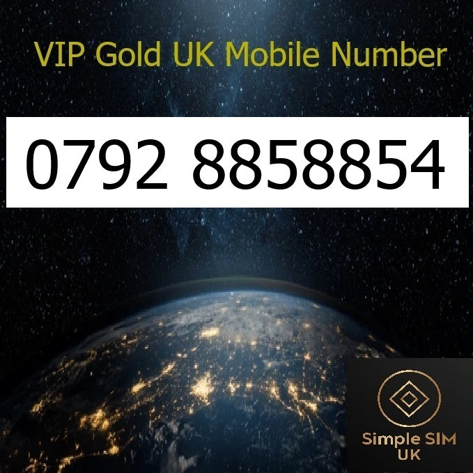 0792 8858854 - VIP Gold UK Mobile Number – Easy to Remember SIM Card – Chinese 888 Lucky – Triple Cut, PAYG, Physical SIM kit