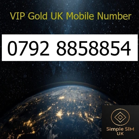 0792 8858854 - VIP Gold UK Mobile Number – Easy to Remember SIM Card – Chinese 888 Lucky – Triple Cut, PAYG, Physical SIM kit