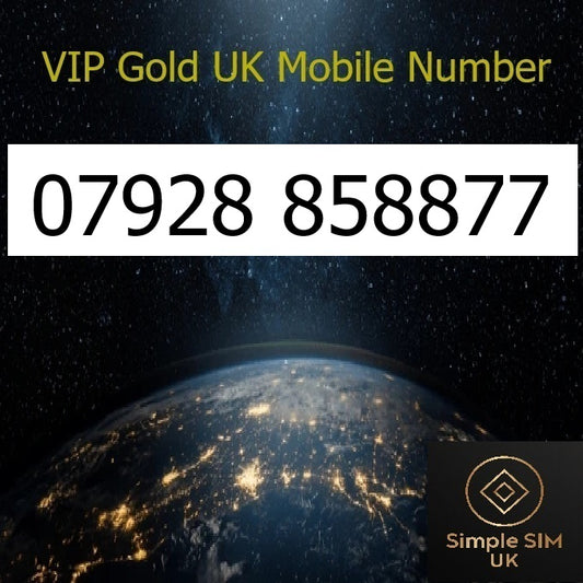 07928 858877 - VIP Gold UK Mobile Number – Easy to Remember SIM Card – Chinese 888 Lucky – Triple Cut, PAYG, Physical SIM kit