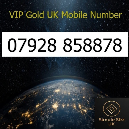 07928 858878 - VIP Gold UK Mobile Number – Easy to Remember SIM Card – Chinese 888 Lucky – Triple Cut, PAYG, Physical SIM kit