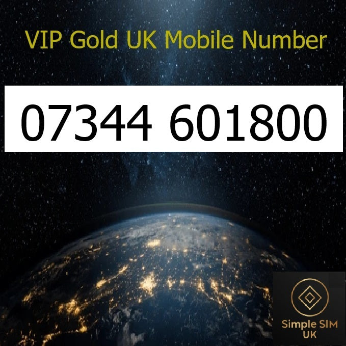 07344 601800 - VIP Gold UK Mobile Number – Easy to Remember SIM Card – Business or Personal Use – Triple Cut, PAYG, Physical SIM kit