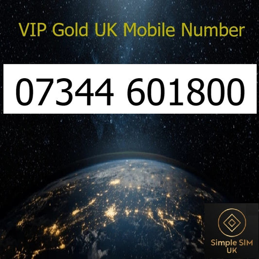 07344 601800 - VIP Gold UK Mobile Number – Easy to Remember SIM Card – Business or Personal Use – Triple Cut, PAYG, Physical SIM kit