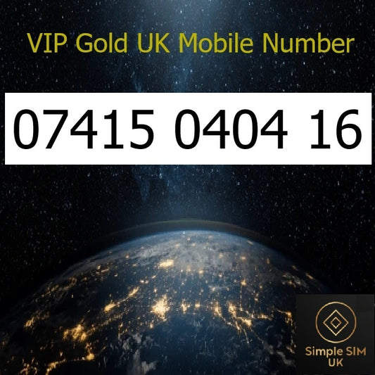 07415 040416 - VIP Gold UK Mobile Number – Easy to Remember SIM Card – Business or Personal Use – Triple Cut, PAYG, Physical SIM kit