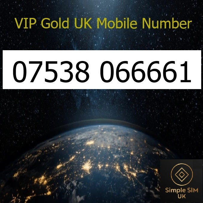 07538 066661 - VIP Gold UK Mobile Number – Easy to Remember SIM Card – Business or Personal Use – Triple Cut, PAYG, Physical SIM kit