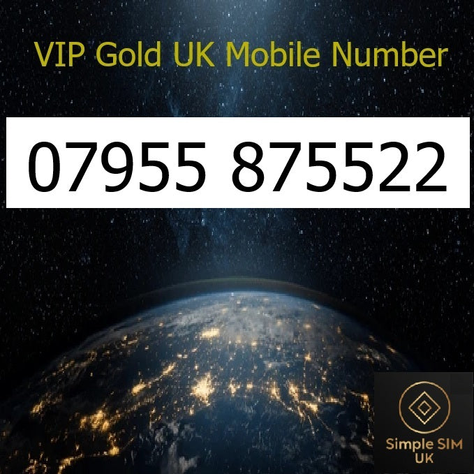07955 875522 - VIP Gold UK Mobile Number – Easy to Remember SIM Card – Business or Personal Use – Triple Cut, PAYG, Physical SIM kit