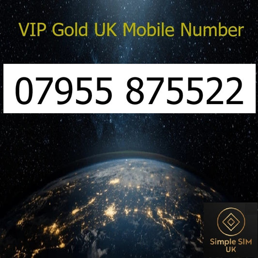 07955 875522 - VIP Gold UK Mobile Number – Easy to Remember SIM Card – Business or Personal Use – Triple Cut, PAYG, Physical SIM kit