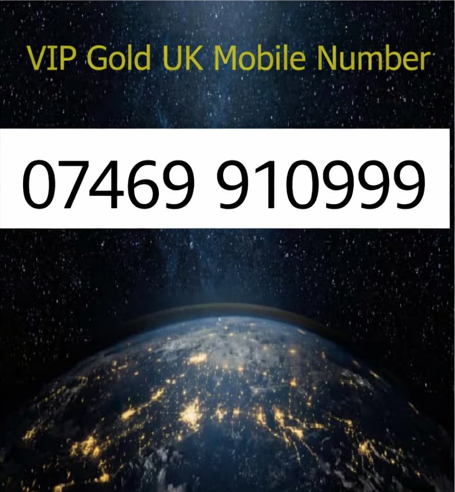 07469 910999 - VIP Gold UK Mobile Number – Easy to Remember SIM Card 999 – Triple Cut, PAYG, Physical SIM kit