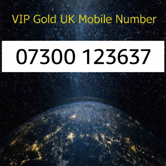 07300 123637 - VIP Gold UK Mobile Number – Easy to Remember SIM Card – Business or Personal Use – Triple Cut, PAYG, Physical SIM kit